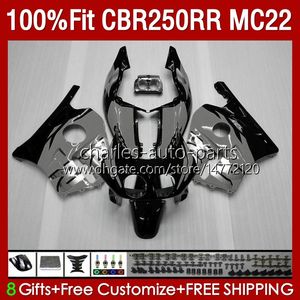 Grey black Fairings For HONDA CBR250 CBR 250RR 250 RR CC 250CC 1990 1991 1993 1994 1996 1997 1998 1999 131No.155 CBR250RR MC22 90 91 92 93 94 95 96 97 98 99 Injection Body