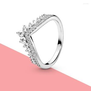 Pierścienie klastra Para prezentów pierścień srebro srebrna błyszcząca cyrkon damska biżuteria klaster wynn22