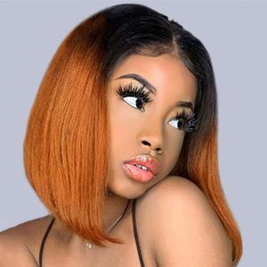 Beautiful Short Bob Straight Wig 10 Inch Lace Front Human Hair Wigs Natural Looking Heat Resistant Fiber Hair for Women