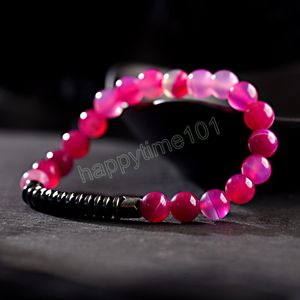 Rosa natürliches Kristallstein-Stretch-Armband, rote Türkise, Perlen, Männer und Frauen, Yoga-Armband, Schmuck, Geschenk