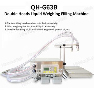 8L/min Double Heads Filling Machines Lubricating Edible Essential Oil Weighing Filling Machine Semi Auotomatic Gear Pump Oils Filler QH-G63B