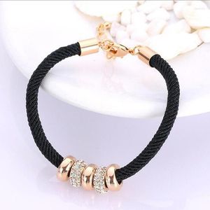 Pärlsträngar mode enkla glidpärlor design strass guld rep kedja charm armband smycken för kvinnor lady fawn22