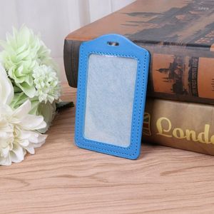 Card Holders Fashion Women Men 10 Color ID Window Business Work Holder Leather Case Badge Vertical Type Solid Unisex OrganizerCard