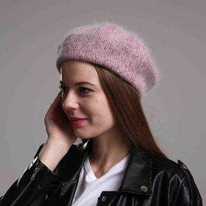 New Winter Warm Beret Hats For Women Girls 30 Pelliccia di coniglio Cappello lavorato a maglia Fashion Beanie Cap J220722