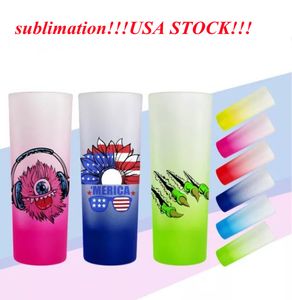 USA Warehouse Sublimation 3oz Shot Glasses Tumbler Gradient Wine Glass Heat Transpring Printing Frosted Cup