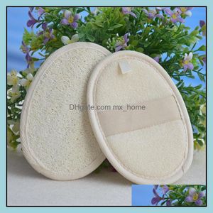 Soft Exfoliating Natural Loofah Sponge Strap Bath Handle Pad Doccia Mas Scrubber Brush Skin Body Bathing Spa Accessori per il lavaggio Drop Delive