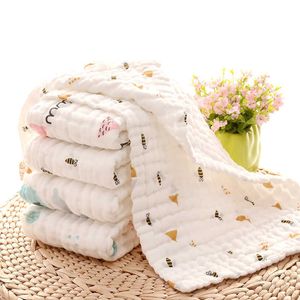 Muslin Towel Newborn Baby Square Bibs Kids 6 Layers Washing Gauze Handkerchief Cotton Towel Wipe Cloth Wrap Toddler Bibs