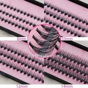 Wholesale 4 packslot Pro 57 Knots 20 Hairs Black Individual False Eyelashes Eye Lash Makeup Extension Kit 8mm 10mm 12mm 14mm 220607