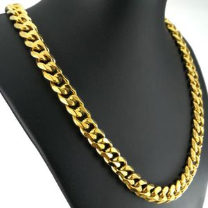 Collana da uomo placcata in oro 14k con catena a maglie cubane Miami da 10 mm