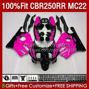 Injection Body For HONDA CBR250 CBR 250RR 250 RR CC 131No.182 Black Rose CBR250RR MC22 90 91 92 93 94 95 96 97 98 99 250CC 1990 1991 1992 1993 1996 1997 1998 1999 Fairing