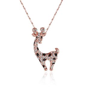 Kristall-giraffen großhandel-Halskette für Mädchen Frauen Mama Kristall Diamant Anhänger Damen Schmuck Schöne CZ Giraffe Hirsche Halsketten