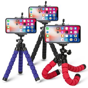 Mini Tripod Head for Phone Flexible Sponge Octopus Holders Stands for IPhone Small Camera Tripods Cellphone Holder Clip Stand