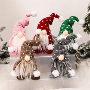 White Beard Faceless Plush Ornaments New Party Supplies Rudolph Christmas Gnomes Forest Man Doll Green Red Sticked Cap Kids Xmas Elf Gifts 5 5HB Q2