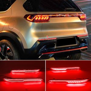 1 Pair For Kia Sonet 2020 2021 Rear Bumper Reflector Light With turn signal light LED Parking Warning lamp Tail Brake light