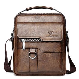 Kanguru lüks marka vintage adam s deri omuz erkekler iş mesleği crossbody çanta erkek moda gündelik el çantası