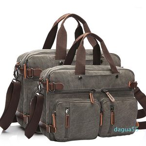 Briefcases Leisure Canvas Bag Business Briefcase Portable Hans axlar Bolsa Masculina Laptop Väskor