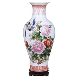 Vasos Jingdezhen Cerâmica Bambu da Sorte Piso de Estudo Vaso Grande Decoração Retrô Sala de Estar Armário de TV Arranjo de Flores ArtesanatoVasos