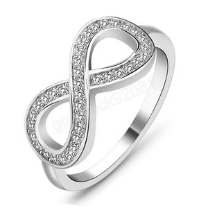 Modny pierścionek nieskończoności moda prosta akcesoria Lucky List w kształcie ośmiu kobiet pierścienia środkowego palca