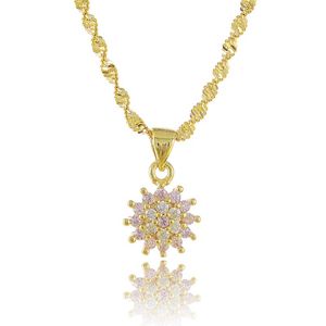 Pendant Necklaces Brand Unique Crown Cubic Zirconia &Pendants 24k Gold Color Chain Fashion Jewelry For Women P157