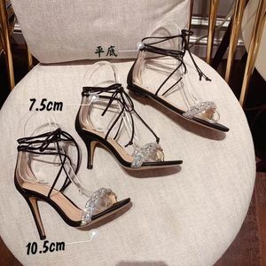 Luxury Sandals Women shoes 2022 Elegant Pointed Toe Slingback Office Mesh Shoes Fashion Flat High Heels Women's Flip Flops size 35-41