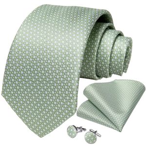 Mode 8 cm siden tie ljusgrön slips män affär bröllop parti formella nacktillbehör näsduk manschettknappar