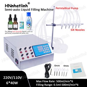 0.5-650ml/min Peristaltic Pump Filling Machine Semi-auto LCD Display Bottle Liquid For Filler Vial Juice Beverage Soy Sauce Oil Perfume Packing With 6 Heads