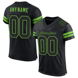 Custom Black-Neon-Neon Green Mesh Jersey de futebol autêntico