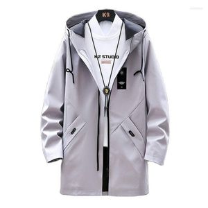 Men's Trench Coats Jacket Windbreaker Coat Fashion Casual Hoodie Mens Overcoat Male Pure Color Hip Hop Streetwear M-4XL Viol22