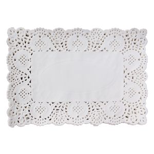 Rechteckige Papier -Doilies -Placematen für Desserts Spitzenkuchenverpackung Pads Hochzeit Tabelle Dekoration XBJK2205