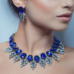 Chokers renkleri lüks ifadesi renkli çiçek kolye kulak damla mücevher kadın moda düğün takı collier maxi setchokers sidn22