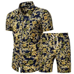 2023 Designer Mens Tracksuits Summer 4XL 5XL Casual Shirts Shorts Set Printed Hawaiian Shirt Topps Suit Two Piece Set Plus Size