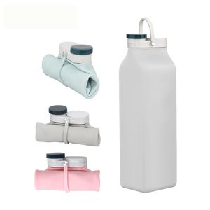 600ml Bottiglia d'acqua in silicone per uso alimentare Curl Pieghevole Latte Tazza d'acqua Creativa portatile da viaggio Sport Bottiglie d'acqua Attrezzature per attività all'aperto LT0149