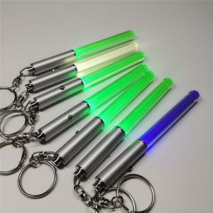 Commercio all'ingrosso torcia elettrica bastone portachiavi mini torcia portachiavi in alluminio portachiavi penna bagliore durevole bacchetta magica bastone spada laser LED bastone leggero