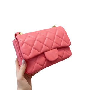 Ladies 22P Classic Mini Flap Quilted Bags Thick Gold Chain GHW Shoulder Turn Lock Purse Luxury Designer France Womens Quilted Outdoor Sacoche Handbags
