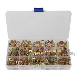 115pcs Spring Hose Clamps 6-22mm Zinc Plated Spring Clip Fuel Line Hose Water Pipe Air Tube Clamps Fastener Pipe Clamp 220504