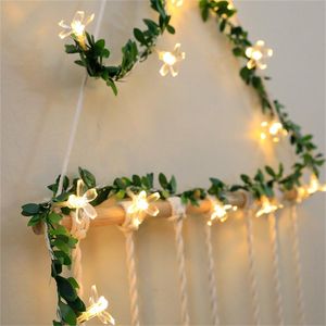 Strings 40/2010LEDS CHERRY Blossom Lights String Artificial Green Leaf Ivy Vine Garlands Light for Wedding Year Christmas Decorationled LEDL