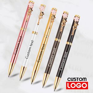 Mode Pearl Peach Blossom Business Office Sign grossist Annonsering Metal Ballpoint Pen Custom Student Gift 220613