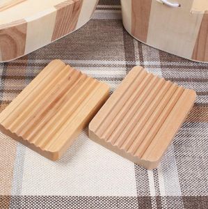 Trä naturlig bambu tvålskålar bricka hållare förvaring tvål rack platta lådan bärbar badrum tvål-skål förvaringslåda SN4616