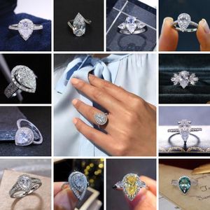 Обручальные кольца классический для женщин серебряный цвет с грушевой в форме кубические циркониевые