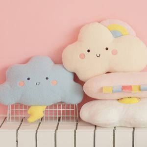 Cute Emotion Face Weather Pillow Stuffed Plush Thunder Dark Clouds Rainbow White Cloud Cushion Baby Bed Room Decor Home Decor
