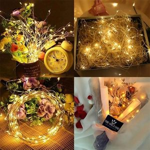 ストリングライトの結婚式の装飾クリスマスLED妖精の花の照明屋外ガーランドバッテリー営業220408