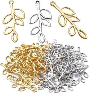 Hänge halsband 50 st ihåliga blad charm hänger tibetanska legeringsgren träd lämnar pärla charm för diy armband halsband smycken tillverkning 2 c