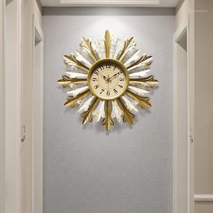Duvar saatleri yaratıcı metal sessiz oturma odası modern tasarım lüks basit altın sanat reloj duvar ev dekor df50