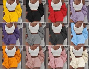 2022 Women Tracksuits Outfits Long Sleeve Jogging 3 Piece Set Shorts Sexy Wholesale Clothing Sleepwears Wholesale Item K10185-1