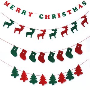 1set Merry Christmas Bunting Banners Flags Gift Hang Window Party Decoration Pull Flag For Year Xmas Tree Door Ornament Y201020