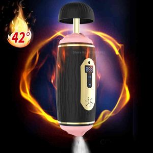 NXY Masturbators SexDouble Channel Automatic Male Count Masturbator with Heating Oral Sex Vagina Real Pussy Vibrator Penis Enhancer Toys for Men 220427