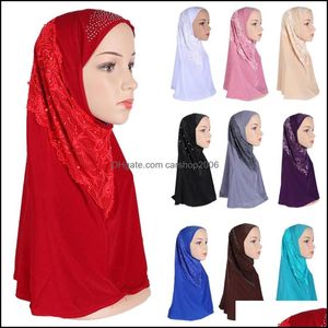 Berretto/skl cappelli cappelli cappelli sciarpe guanti accessori di moda donne musulmana hijab pizzo lungo sciarpa islamica amamica cupo di capello di cappa shawls testa