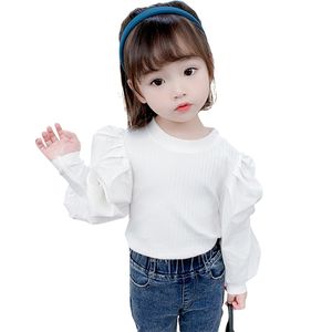 T-shirts For Girls Puff Sleeve T-shirt Girl Casual Style Kids Tops Tee Spring Autumn Baby Girl Clothes 210412