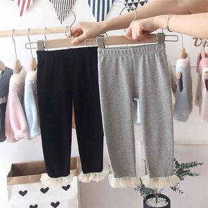 Girl Pants Mesh barnbyxor för flickor Patchwork Barnbyxor Spring Autumn Girl Clothes Casual Style 210412