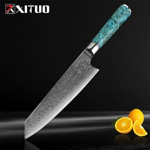 XITUO 1 PZ Damasco VG10 Acciaio da 8 pollici Coltello da Chef Professionale Giapponese Kiritsuke Gyuto Mannaia Per Affettare Coltello Da Cucina Strumento di Cottura